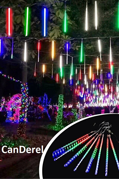 TeknoClass 8li Kayan Meteor Led Işık Renkli Bahçe Ev Dekor Ağaç Süsleme Kayan Işıklar