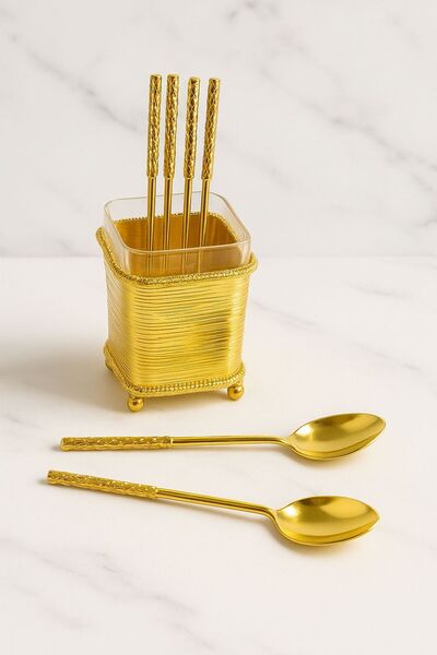 ALMASA Teaspoon holder with 6 spoons