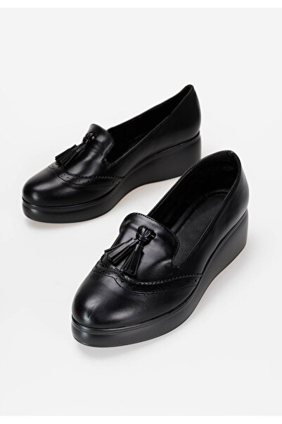 B T Shoes Černé mokasíny na platformě Olbia