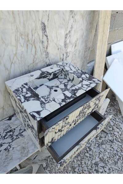 MODA Menekşe mermer çekmeceli lavabo