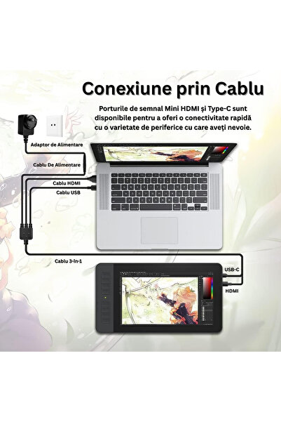 Velixo Graphics Tablet PD1161, 11.6" IPS, 8 Buttons, Stylus, 8192 Levels, Tilt ±60°, PC/Mac, Stand