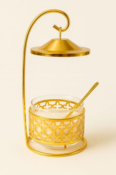 ALMASA Golden sugar bowl with spoon