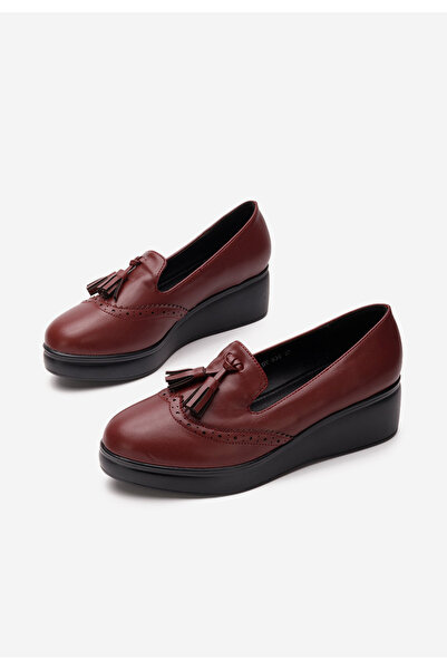 B T Shoes Bordové dámské polobotky na platformě Olbia