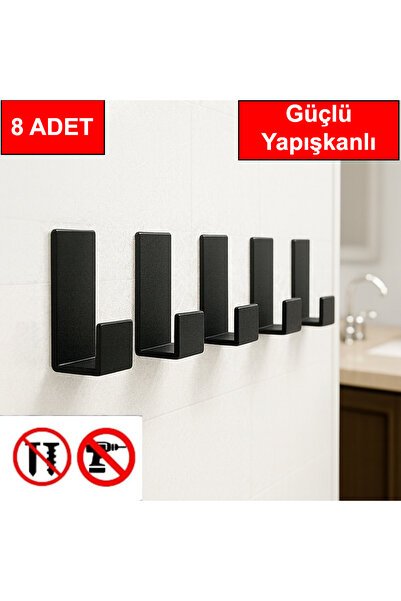 andela 8 Adet Kapı Arkası Güçlü Yapışkanlı Çok Amaçlı Plastik Askı Havlu Askılık