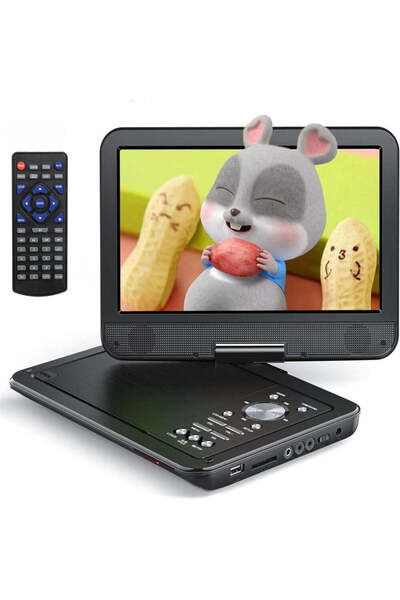 Velixo Portable DVD Player, 10.5" HD Screen, 270° Rotation, USB, SD, AV, 3.5mm, Remote, Car Charger