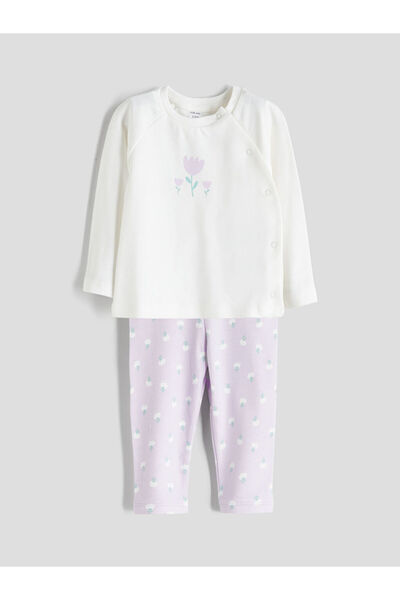 LC Waikiki Crew Neck Printed Baby Girl Pajama Set