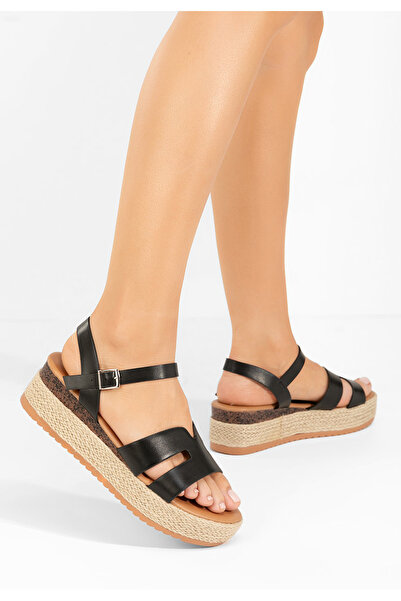 B T Shoes Černé sandály espadrilky Rumia