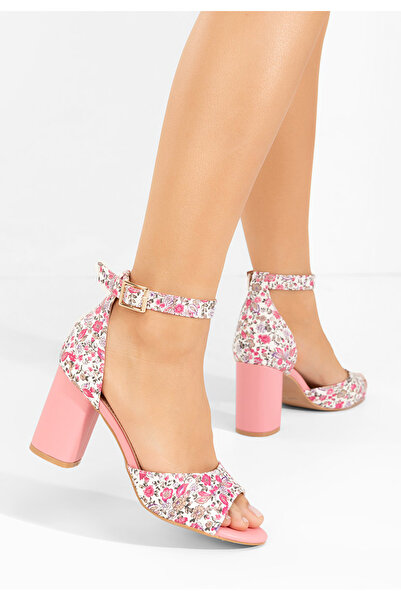 B T Shoes Fuchsiové sandály na podpatku Moreira