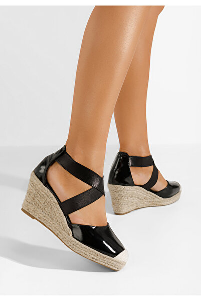 B T Shoes Černé sandály espadrilky Rosaria