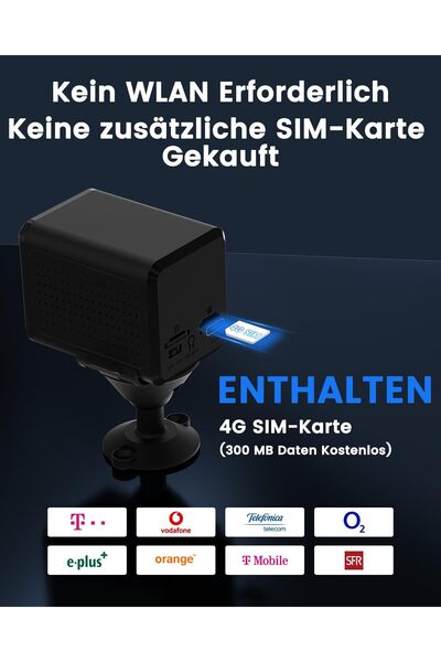 Generic كاميرا مراقبة 4G LTE مع بطاقة SIM، كاميرا مراقبة بدون شبكة WLAN مع بطارية 5200