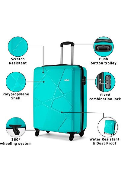 Safari Small Suitcase 55 cm Polypropylene Hard-sided with 4-Wheel 360° Rotation by