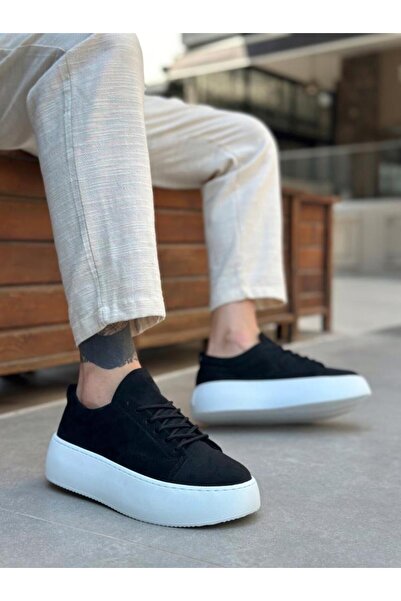 BPM Le11 Lace-Up Men's High Sole Black Suede Sports Shoes