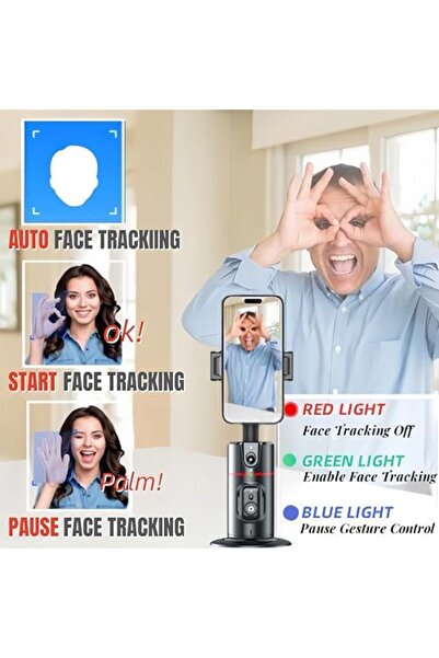 Other Auto Face Tracking Tripod, 360° Rotation Face Body Tracking Phone Holder, Rechargeable Smartphone C