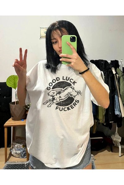 StartMore Λευκό Unisex Oversize με στάμπα DTF