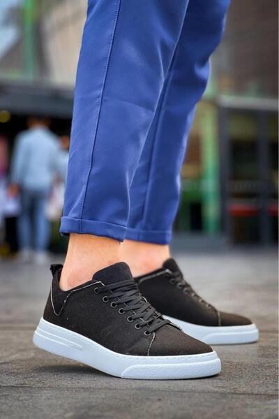 BPM Kb-X204 Black Linen White High Sole Casual Men's Sports Shoes