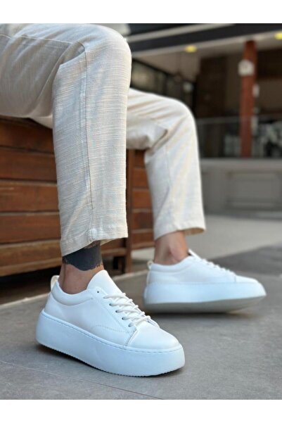 BPM Le11 Lace-Up Men's High Sole White Sports Shoes
