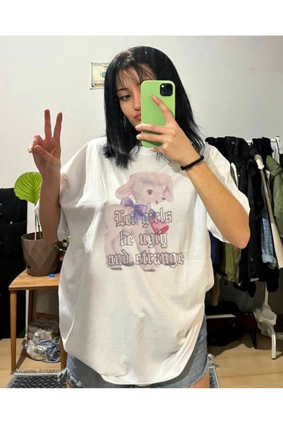 StartMore Λευκό Unisex Oversize με στάμπα DTF