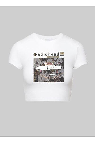 StartMore White White Printed Pinterest Y2K Crop Top Baby Tee Lycra Tight