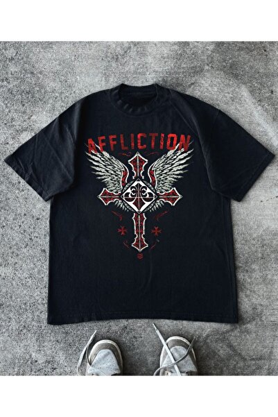 StartMore Siyah Affliction Design T-shirt Oversıze Siyah Maydayculture Ürün