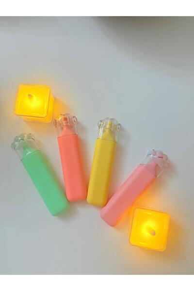 ASNA HEDİYELİK 4LÜ PATİLİ RENKLİ KEÇE UÇLU FOSFORLU KALEM