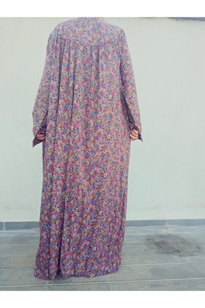 hoaryage Robadan Long Sleeve 100% Viscose Pressed Floral Mother Dress, Prayer Dress, Hijab Dress