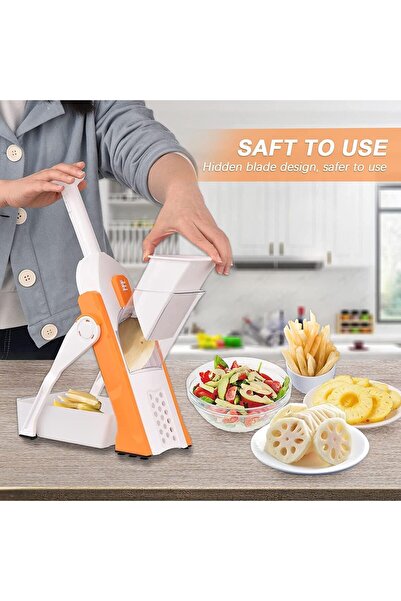 ECVV Mandoline Vegetable Slicer With Adjustable Thickness, Orange/White