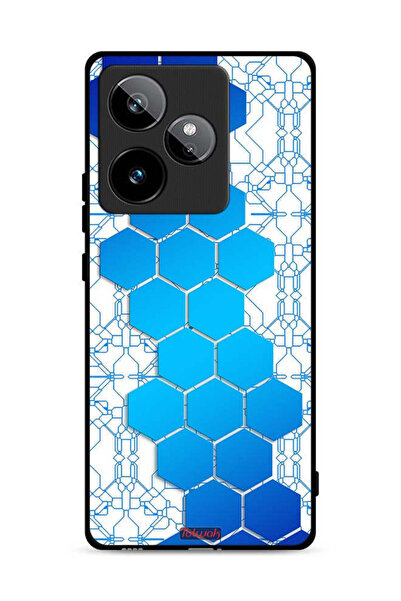 Tolwak غطاء حماية لهاتف Realme GT 7 5G بنمط شبكة أيقونات سداسية الشكل