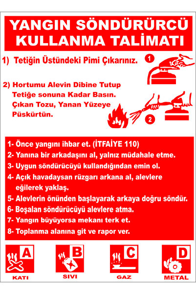 ünalgrup لافتة تعليمات استخدام طفاية الحريق