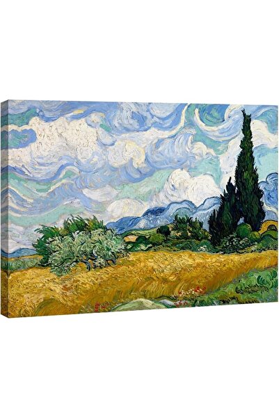 Today Idea حقل قمح مع شجر السرو لفان جوخ | طباعة قماشية مؤطرة لديكور المنزل