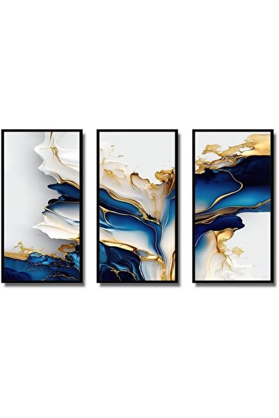 Today Idea لوحة تجريدية من الرخام والجيود على قماش باللونين الذهبي والأزرق | ...