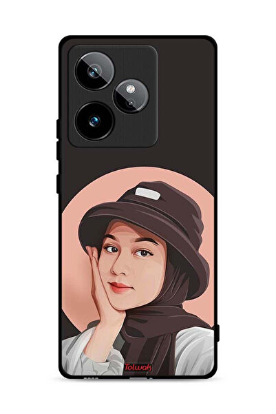Tolwak غطاء حماية لهاتف Realme GT 7T 5G برسومات فنية لطيفة لفتاة قبعة