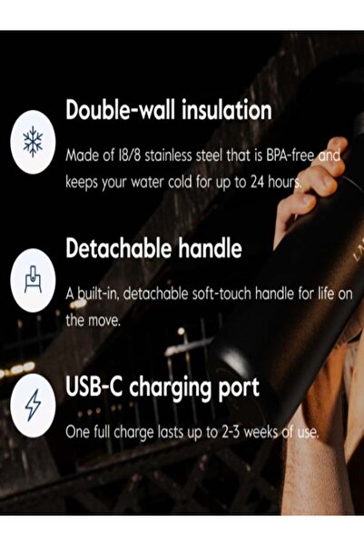 LARQ UV Water Purifier with Self Cleaning, App Hydration Monitor,680ml