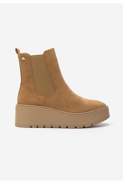 B T Shoes Khaki kotníkové kozačky na platformě Celestina