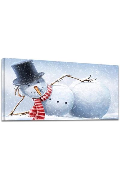 Today Idea لوحة فنية جدارية من القماش عليها صورة رجل ثلج مضحك من تصميم Today Idea - جاهزة للتعليق، 16 × 32 بوصة