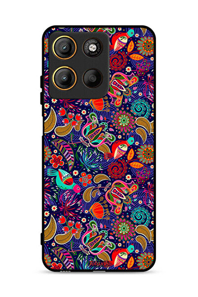 Tolwak غطاء حماية لهاتف موتورولا موتو جي 15 بنقشة أوراق طيور وزهور ملونة