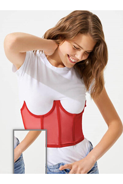 Cozy Koala Red Tulle, Transparent Fancy Corset, Underwire Bustier