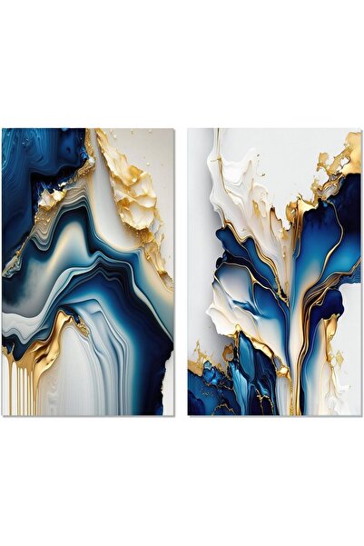 Today Idea Geode Abstract Canvas Wall Art in Gold and Blue by Today Idea | Se...