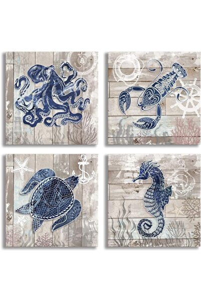 Today Idea Modern Ocean-Inspired Canvas Art Set of 4 Pieces