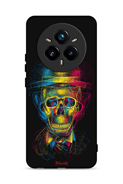 Tolwak غطاء حماية لهاتف Realme 14 Pro 5G بتصميم جمجمة وقبعة ملونة وفن خيالي
