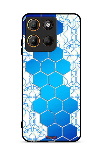 Tolwak غطاء حماية لهاتف موتورولا موتو جي 15 - شبكة أيقونات سداسية الشكل