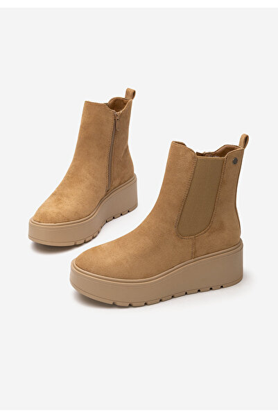 B T Shoes Khaki kotníkové kozačky na platformě Celestina