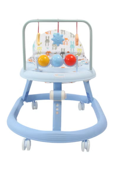 Fun Moment Adjustable Height Foldable Baby Walker 6-18 Months blue