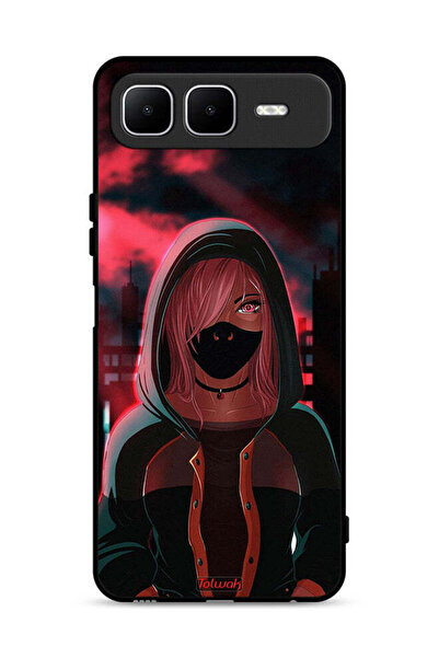 Tolwak غطاء حماية من إنفينيكس سمارت ١٠ بلس، رسمة فتاة ترتدي قناعًا