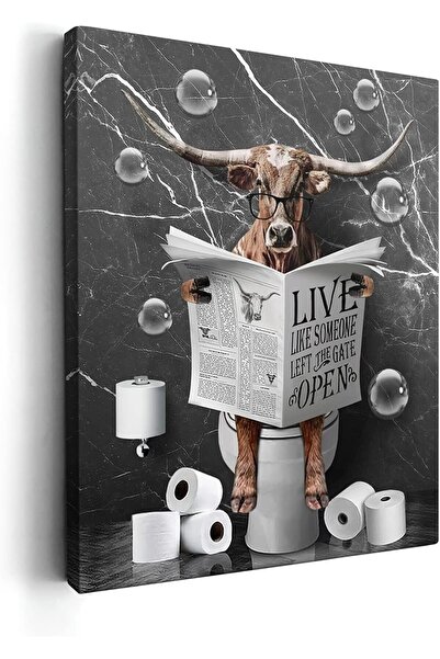 Today Idea لوحة فنية جدارية مطبوعة على قماش لبقرة تكساس طويلة القرون من إنتاج – 12×16 بوصة مؤطرة