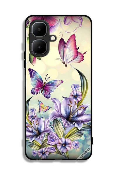 Covernex غطاء حماية لهاتف إنفينيكس سمارت ١٠ بنقشة زهور أرجوانية وفراشات