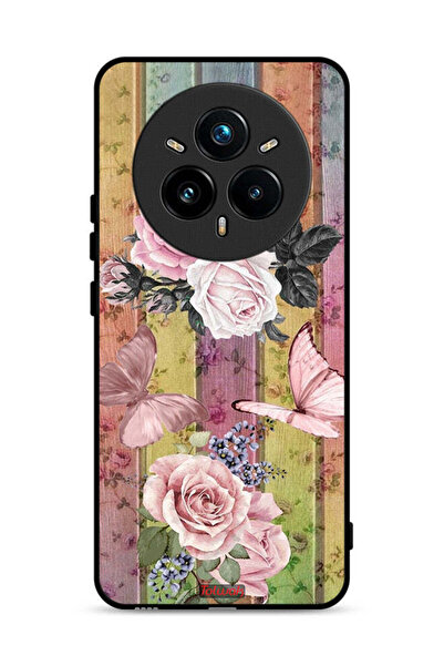 Tolwak غطاء حماية لهاتف Realme 14 Pro Plus 5G بنقشة فراشات الخوخ والورود
