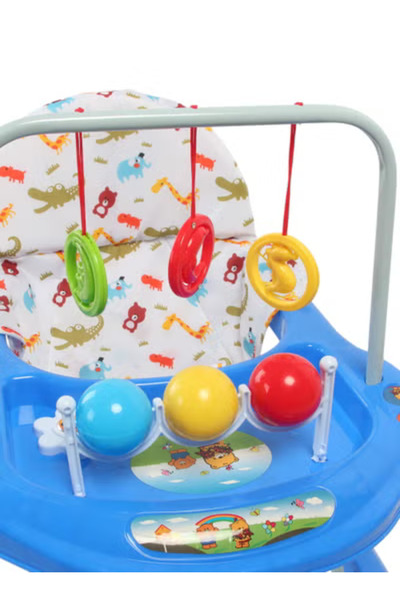 Fun Moment Adjustable Height Foldable Baby Walker 6-18 Months Blue