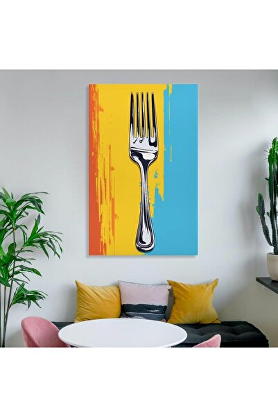 Today Idea لوحة جدارية من قماش مطبخ عتيق من ALAYRA بتصميم شوكة (40 × 60 سم) مؤطرة