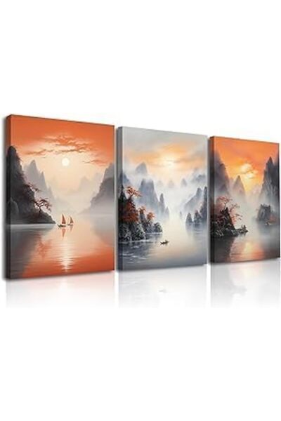 Today Idea مجموعة من 3 مطبوعات قماشية للمناظر الطبيعية والجبال - 60 × 40 سم، ...