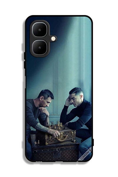 Covernex غطاء حماية لهاتف تكنو بوب 10 بطبعة ميسي ضد رونالدو يلعبان الشطرنج